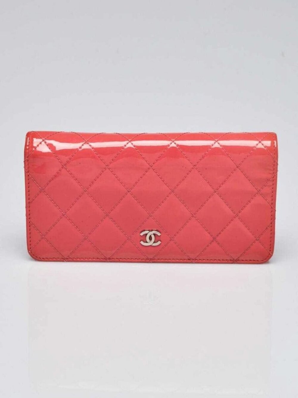 Chanel Pink Quilted Patent Leather L Yen Wallet